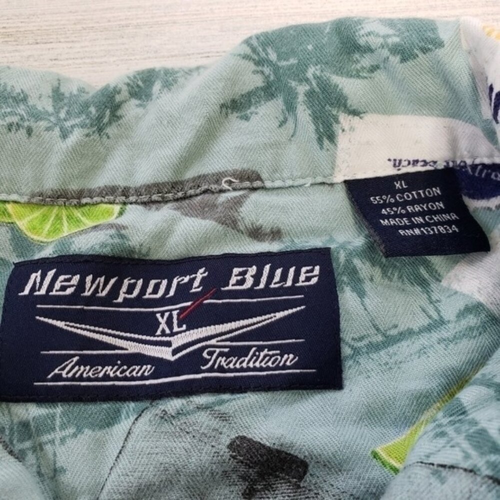 Newport Blue Mens Corona Extra Button Hawaiian Shirt Size XL - Picture 4 of 4